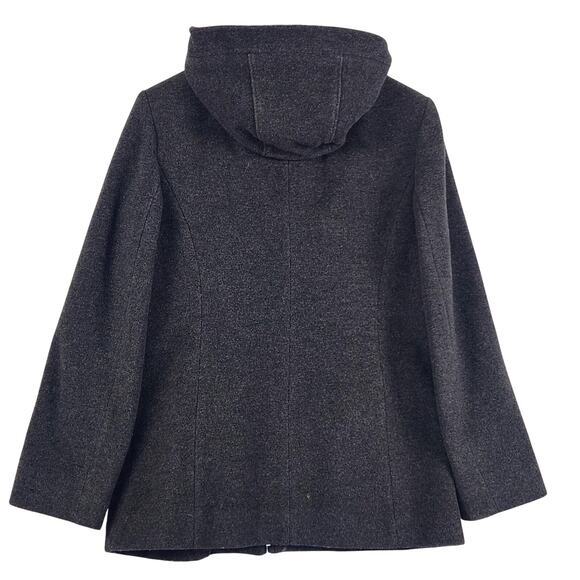 Fleet Street Wool Coat Women's SZ M Black Full Zip Hooded Pockets EUC - Picture 3 of 16